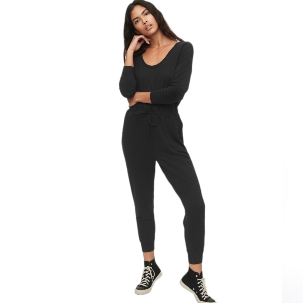 Gap french terry overall sweatshirt  jampsuit black Small M2